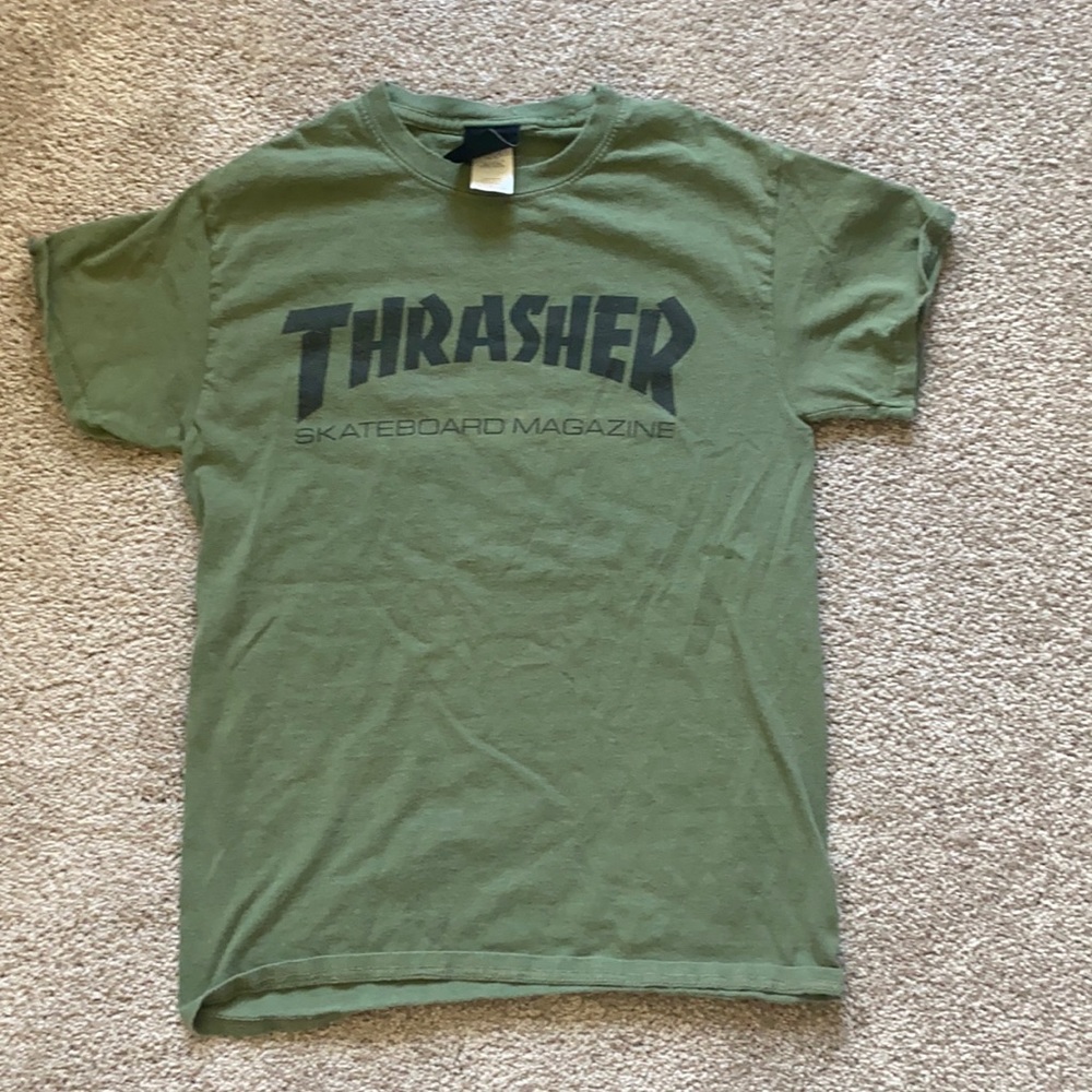dark green Thrasher shirt